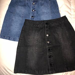 BDG button up, black jean skirt